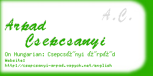 arpad csepcsanyi business card